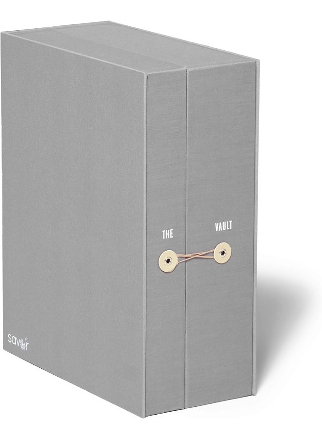 Savor | The Vault Baby Keepsake Box | Slate Gray - Customizable Newborn Memory Box w/ 2 Drawers, 7 compartments and 10 folders for Baby's Treasured Memories, Baby Shower, First Birthday - Image 2
